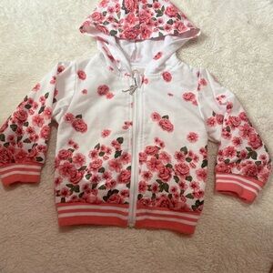 Floral Kids Hoodie - Pink and White
